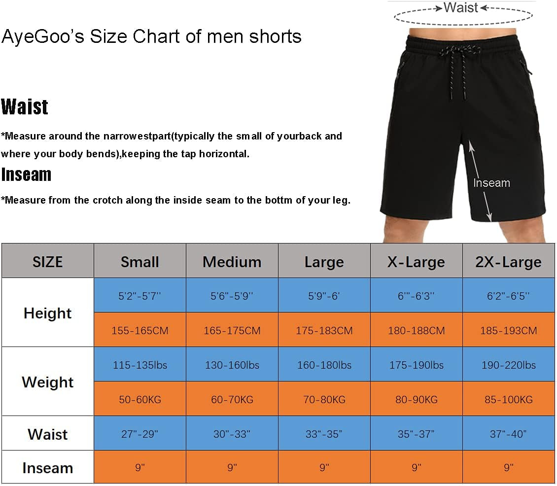 Mens Shorts,Athletic and Training Performance Shorts for Men,Mens Gym and Workout Shorts with Zip Pockets(2-Pack)