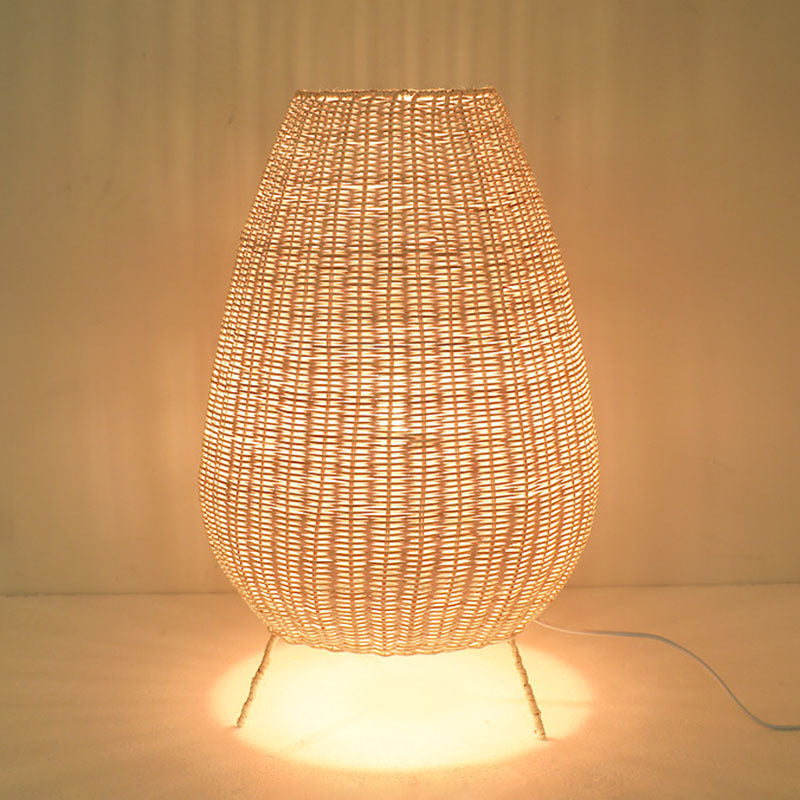 Japanese Rattan Floor Lamp - Handwoven Art Deco Lighting for Living Room & Bedroom