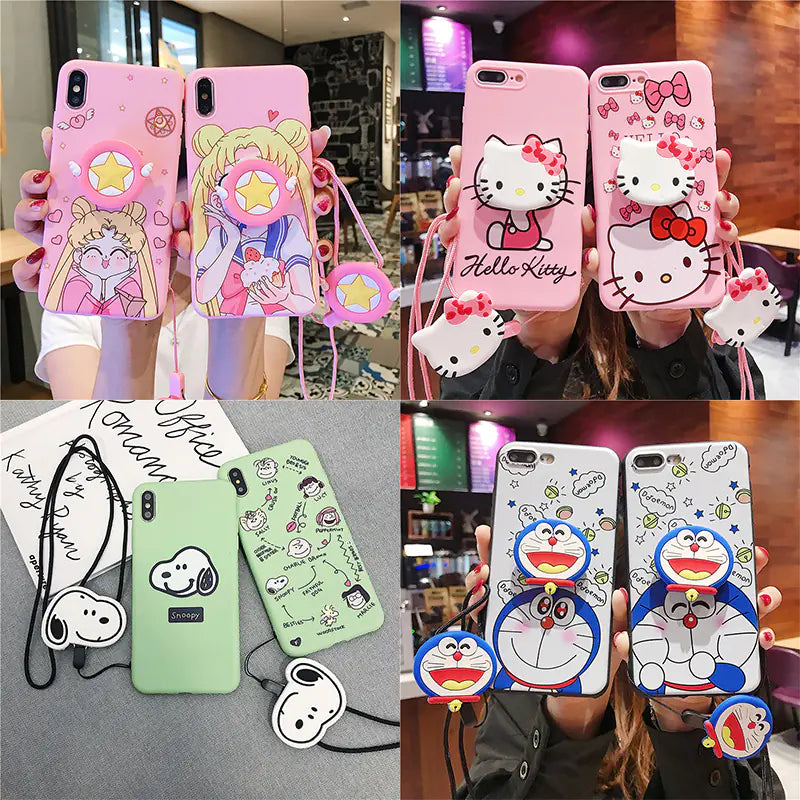 Cute Snoopy Phone Case with Stand and Protector