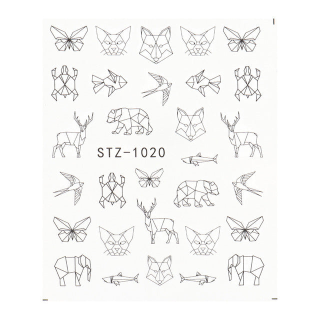 Retro Face Line Nail Stickers - Black Watermark Decals for French Manicure Art (10g)