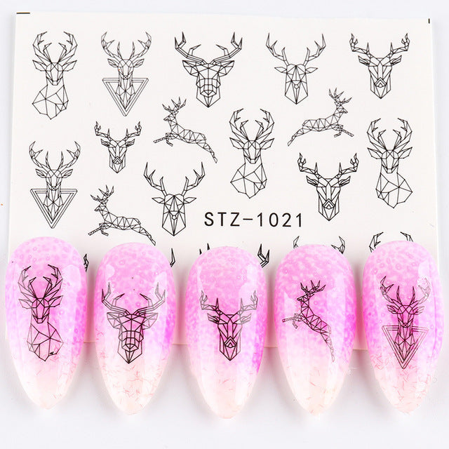 Retro Face Line Nail Stickers - Black Watermark Decals for French Manicure Art (10g)