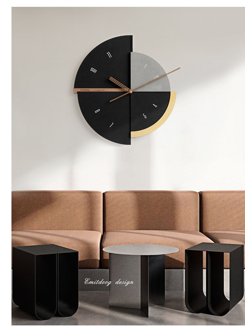 Nordic Wall Clock with Art Print - Modern Decorative Canvas Clock for Living Room
