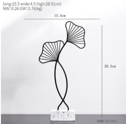 Ginkgo Leaf Metal Wall Art - Modern Black Sculpture Home Decor