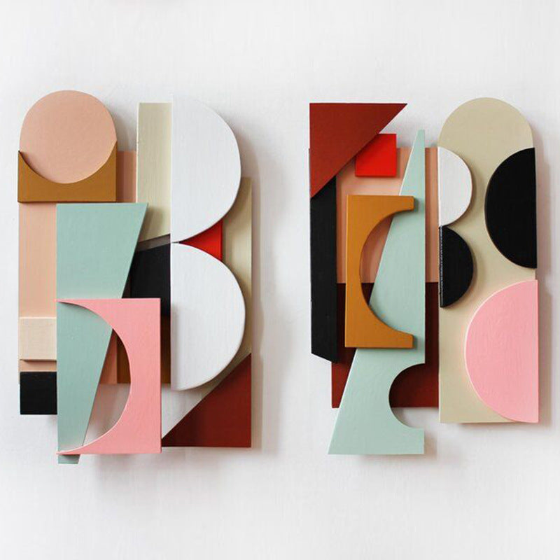 Modern Minimalist 3D Wall Art for Living Room - Abstract Composition Sofa Background Decor