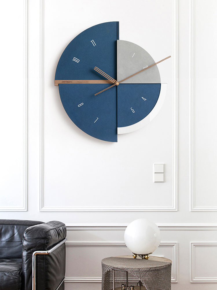 Nordic Wall Clock with Art Print - Modern Decorative Canvas Clock for Living Room