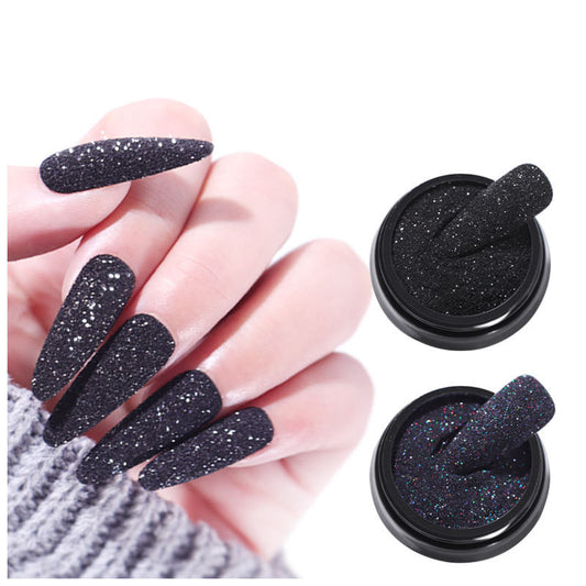 Black Glitter Nail Powder - Starlight Sugar Effect Nail Art Accessories (2g)