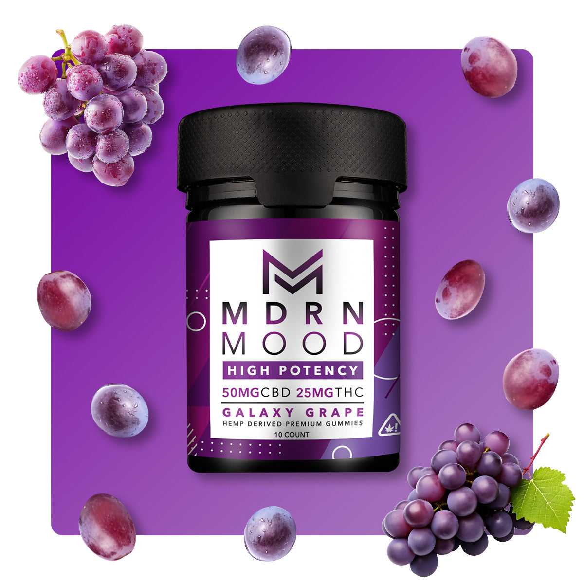 MDRN MOOD Galaxy Grape Gummies - 50mg CBD / 25mg THC (10ct)