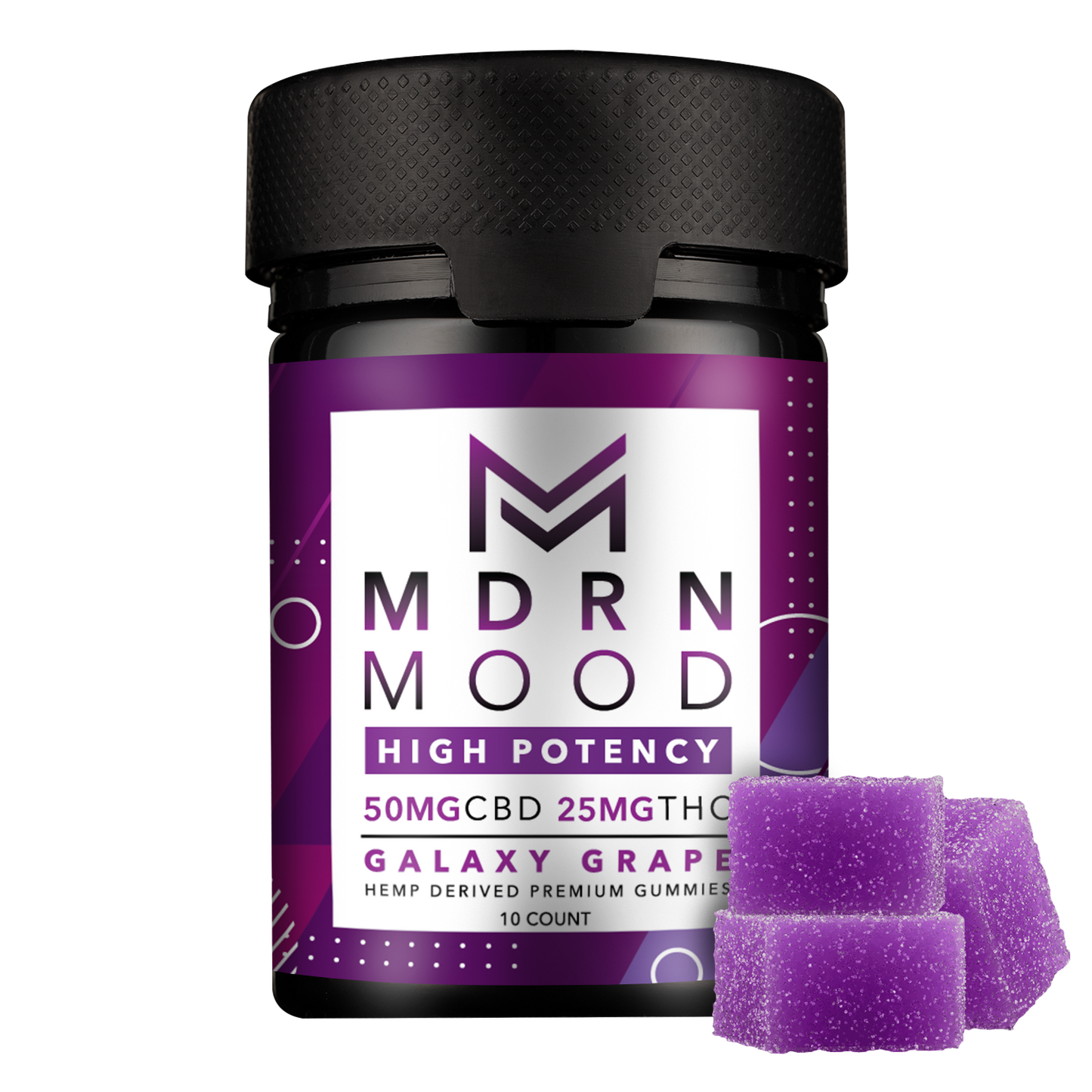 MDRN MOOD Galaxy Grape Gummies - 50mg CBD / 25mg THC (10ct)