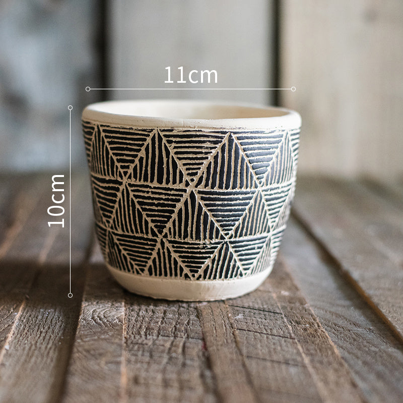 Geometric Art Flowerpot - Modern Creative Ceramic Planter for Home Decor (1013g)
