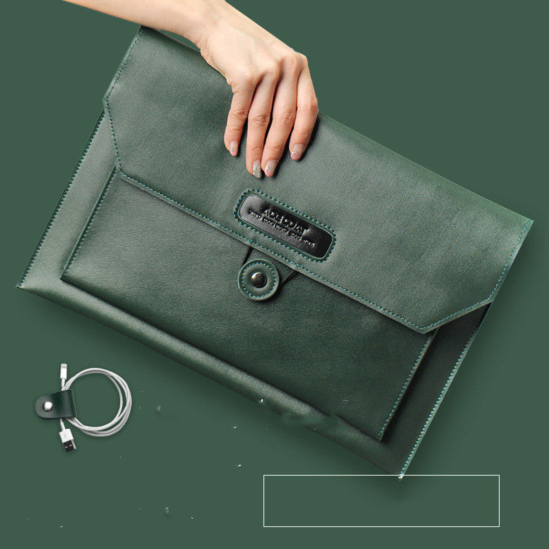 Leather Laptop Bag 13-14 Inch - Premium Computer Briefcase with Shoulder Strap