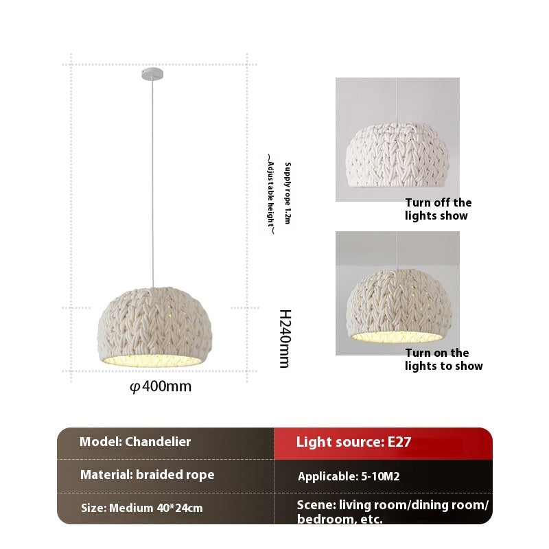 Japanese Rope Art Chandelier - Handwoven Ceiling Light 40cm | American Style