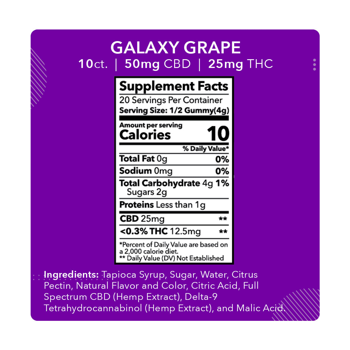 MDRN MOOD Galaxy Grape Gummies - 50mg CBD / 25mg THC (10ct)