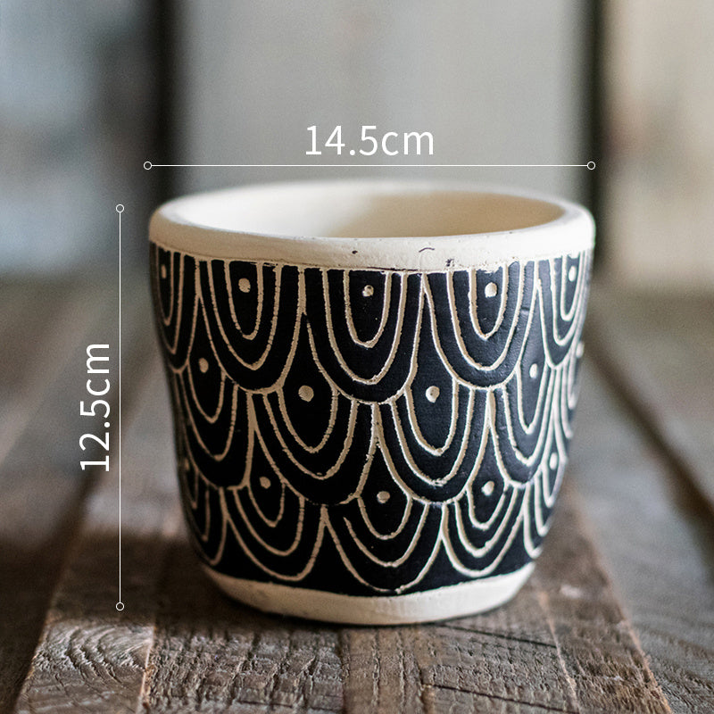 Geometric Art Flowerpot - Modern Creative Ceramic Planter for Home Decor (1013g)