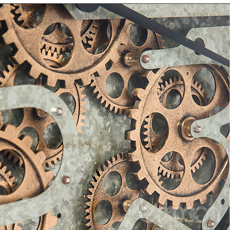 Metal Gear Wall Clock 59cm - Creative American Style Round Clock | Industrial Decor