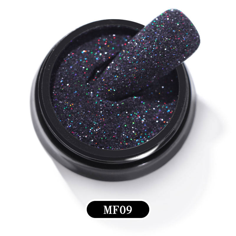Black Glitter Nail Powder - Starlight Sugar Effect Nail Art Accessories (2g)
