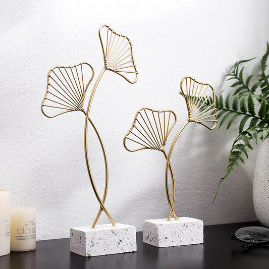 Ginkgo Leaf Metal Wall Art - Modern Black Sculpture Home Decor