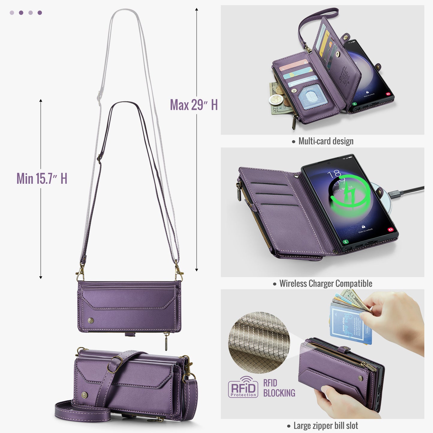 Premium Leather Phone Case - Universal Fit Mobile Phone Wallet Case