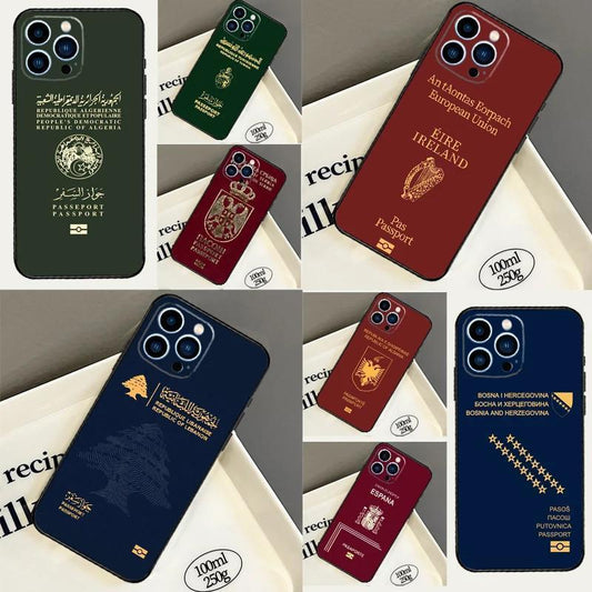 Passport Phone Case - Algeria Serbia Spain Flag Design | Travel Themed Cover