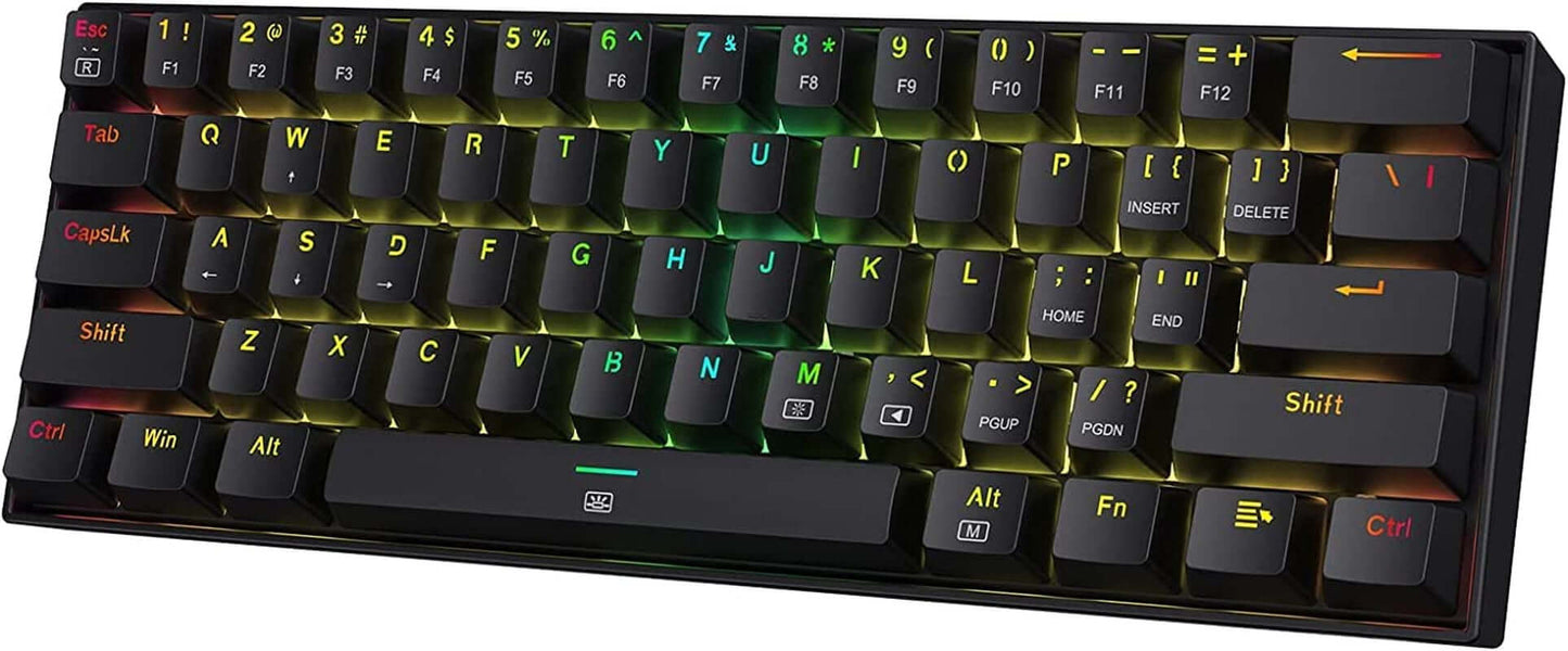 K630 Dragonborn 60% Wired RGB Gaming Keyboard, 61 Keys Compact Mechanical Keyboard with Tactile Brown Switch, Pro Driver Support, Black