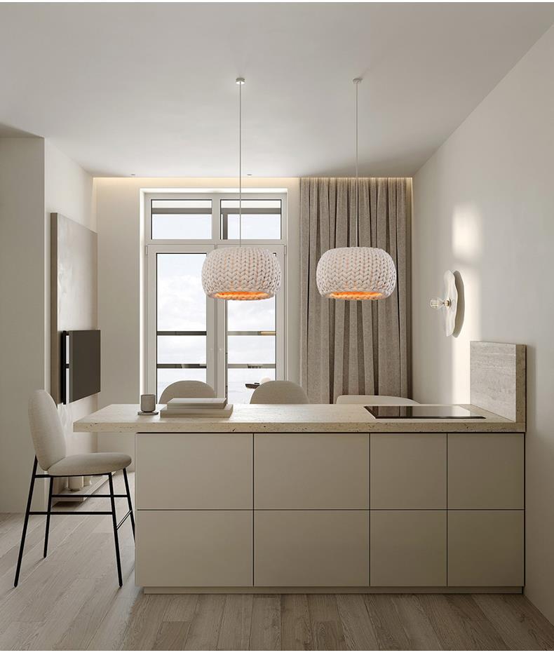 Japanese Rope Art Chandelier - Handwoven Ceiling Light 40cm | American Style