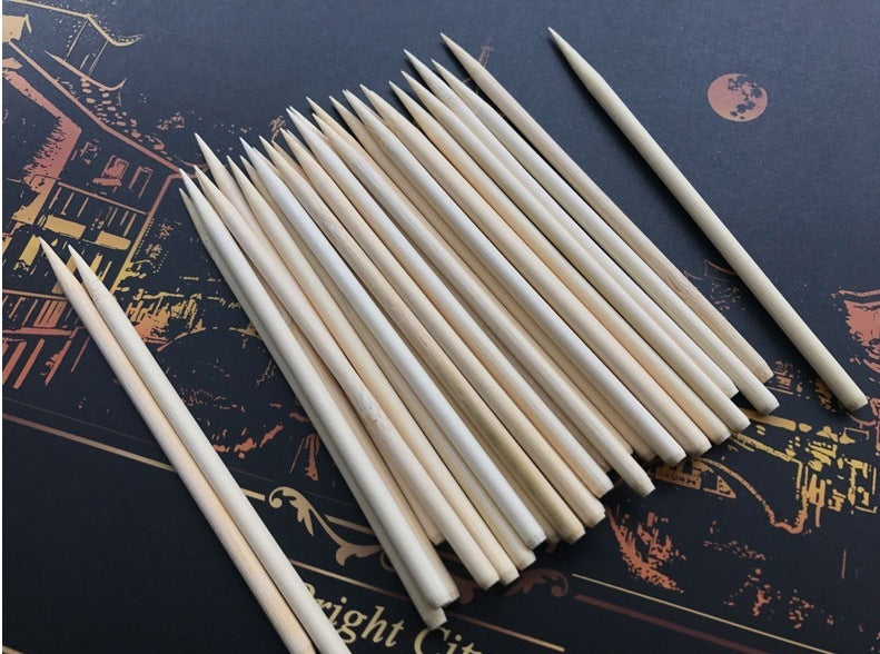 Professional Nail Art Scraping Brush Set - Dual-Use Gold Pen & Bamboo Stick Tool