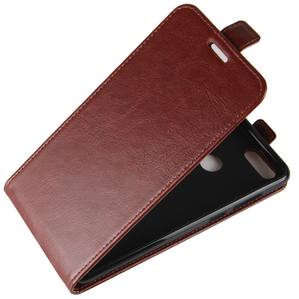 Honor 7X Leather Wallet Case with Card Holder - Premium Brown Flip Cover