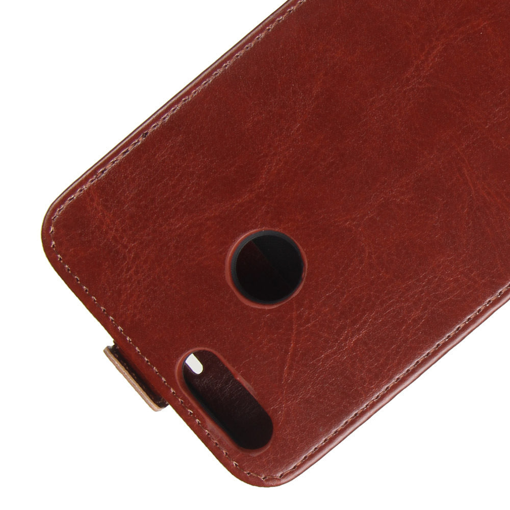 Honor 7X Leather Wallet Case with Card Holder - Premium Brown Flip Cover