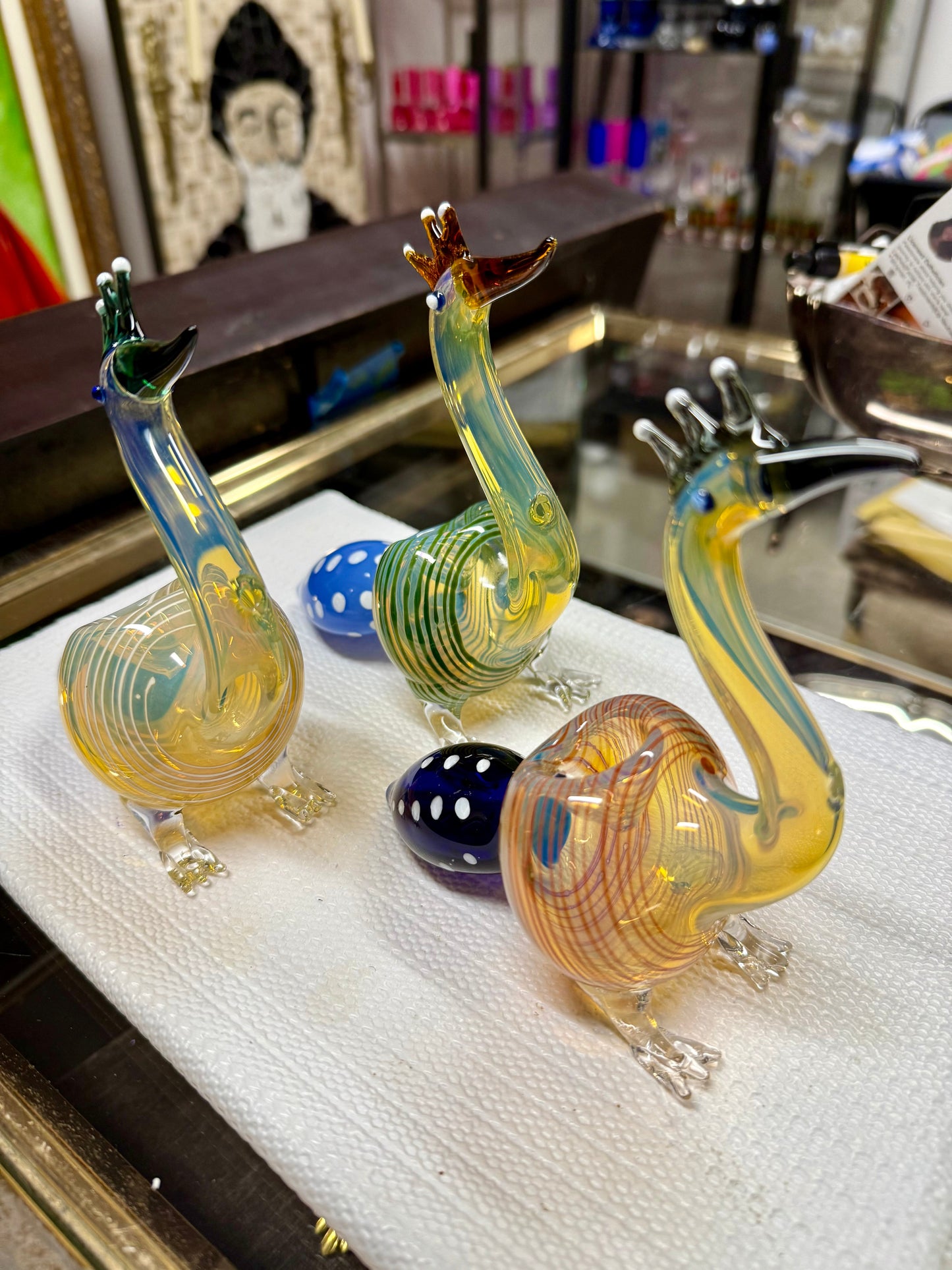 Ripkitty 5 Inch Peacock Glass Hand Pipe - Unique Dry Herb Smoking Pipe