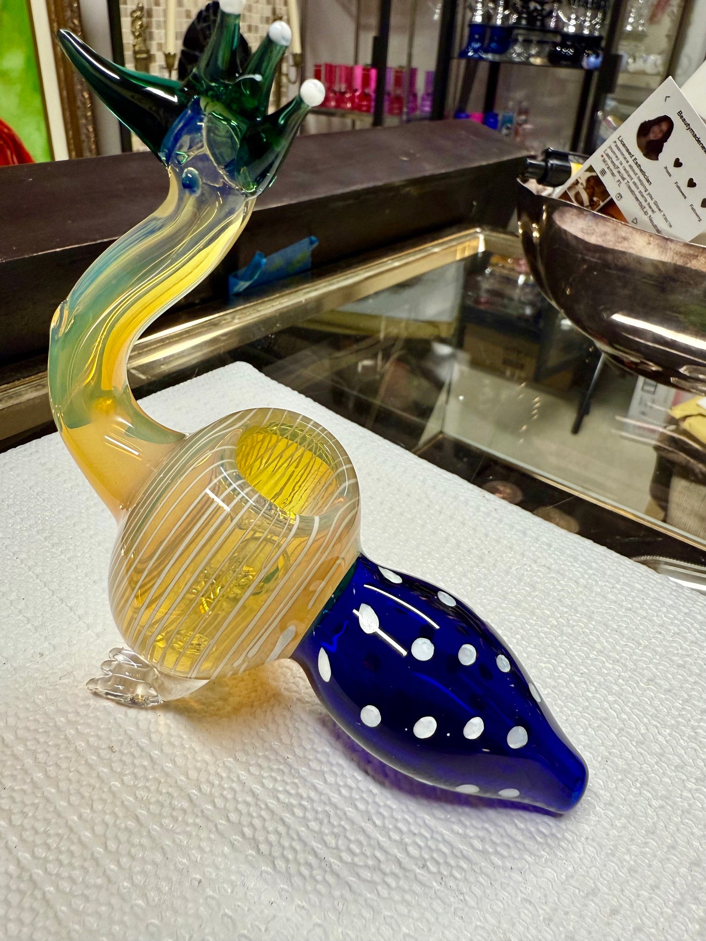 Ripkitty 5 Inch Peacock Glass Hand Pipe - Unique Dry Herb Smoking Pipe