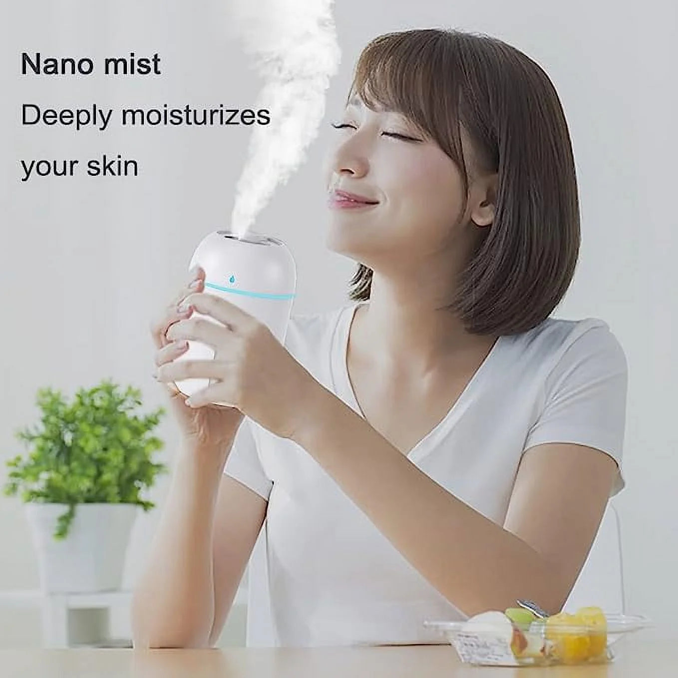 Mini Humidifier, 300Ml Portable Small Humidifiers for Baby, Car Humidifier Diffuser for Travel Plants Bedroom Desk Office, Cool Mist Air Humidifier with 7 Color Night Lights