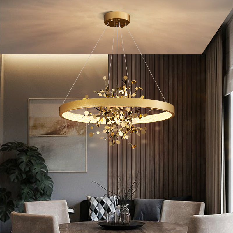 All Copper Pendant Lamp - Modern Luxury Creative Circle Design | Simple Living Room Light 4kg