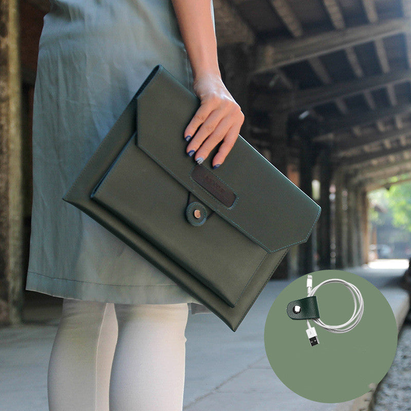 Leather Laptop Bag 13-14 Inch - Premium Computer Briefcase with Shoulder Strap