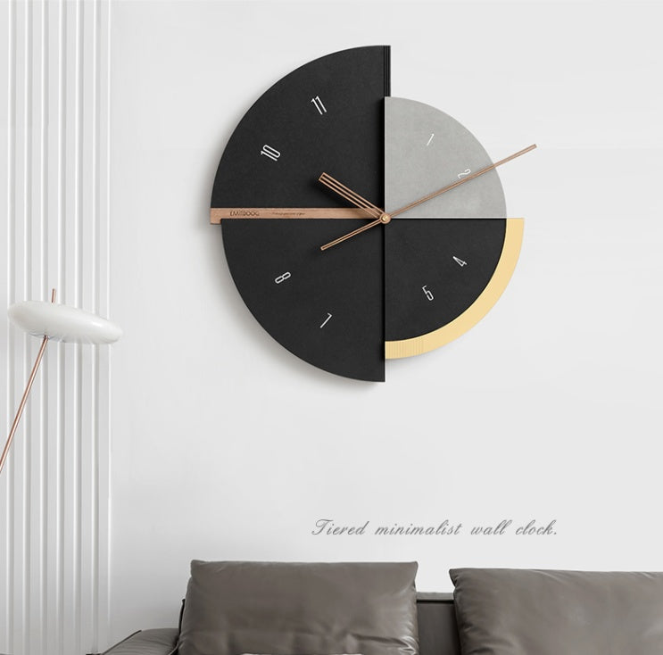 Nordic Wall Clock with Art Print - Modern Decorative Canvas Clock for Living Room