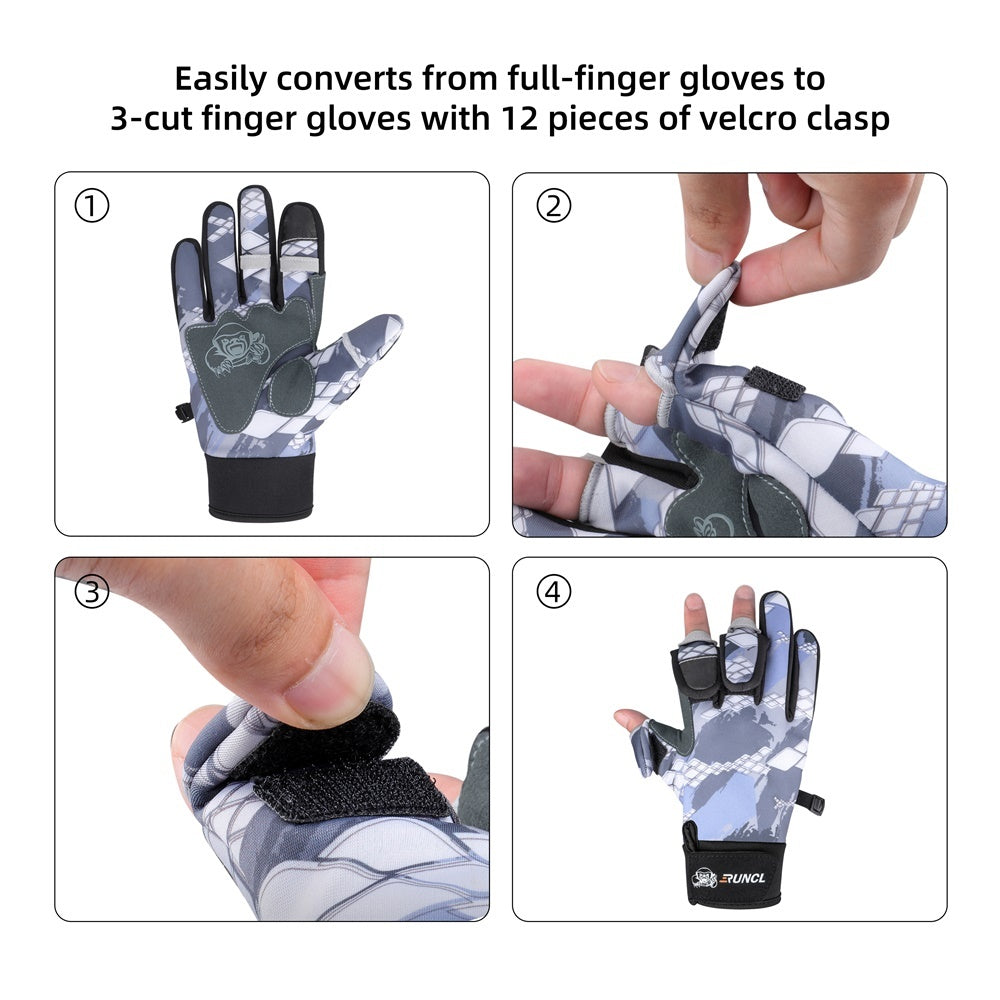 Waterproof Fishing Gloves - Quick-Dry Anti-Slip Five Finger Gloves