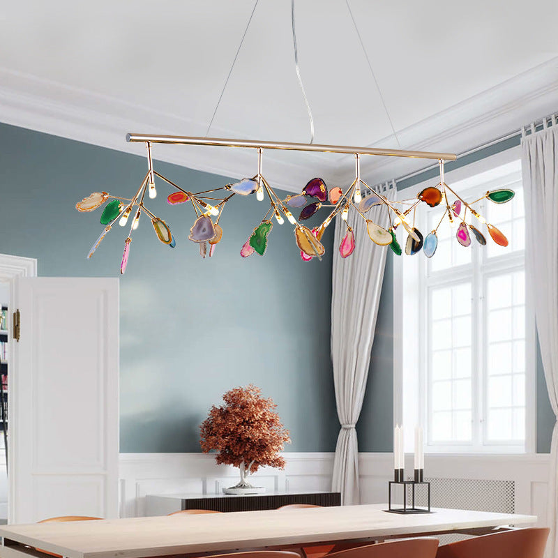 Nordic Onyx Stone Chandelier - Luxury LED Pendant Light for Living Room & Dining Room