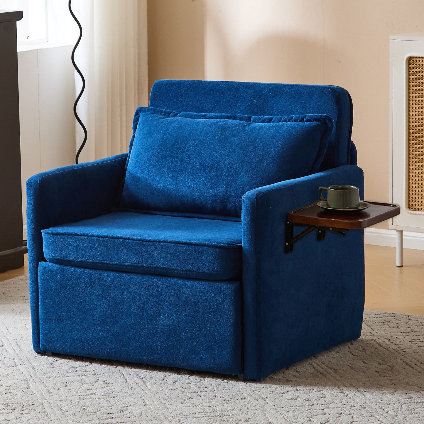 Adult Sleeper Chair Bed, 3-in-1 Convertible Sofa Chair Bed Pull-out Sofa Bed, Convenient Folding Tray Table With USB And Type-C Charging Ports For Living Room Cannot Be Sold On Temu