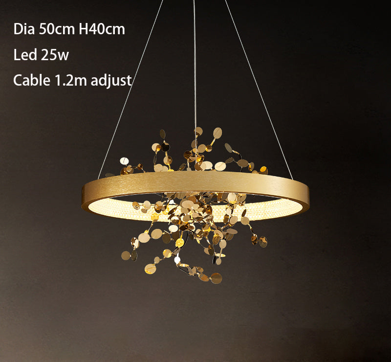 All Copper Pendant Lamp - Modern Luxury Creative Circle Design | Simple Living Room Light 4kg
