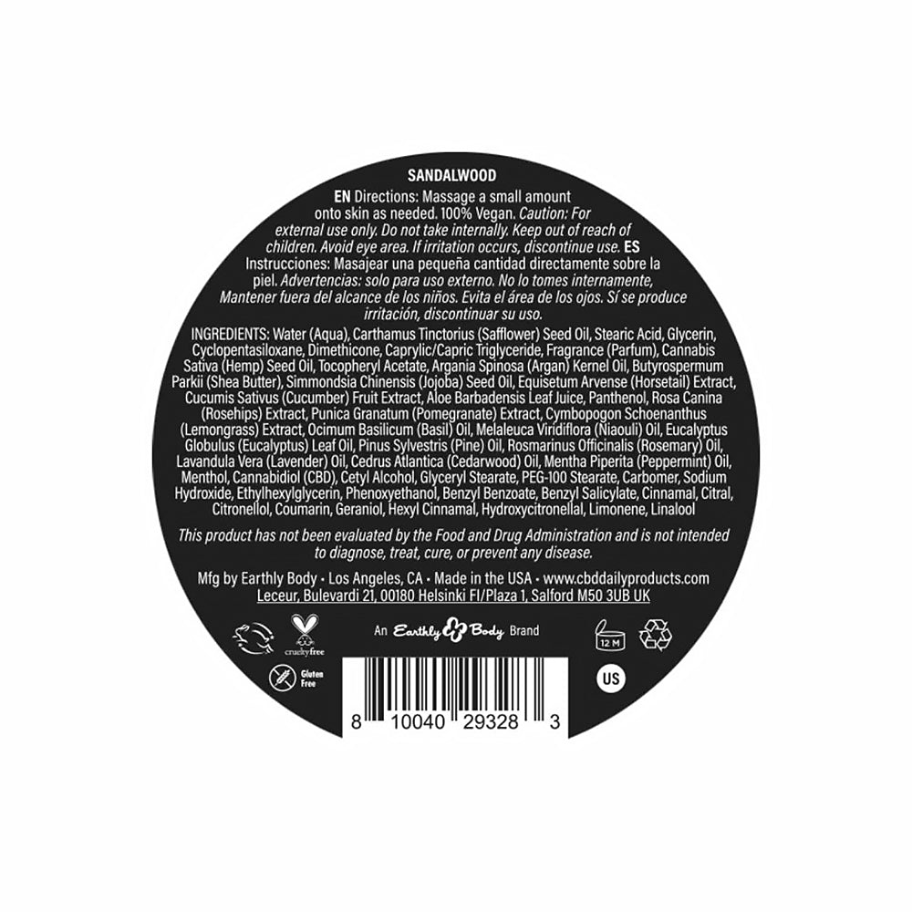 Earthly Body CBD Cream Sandalwood 5 oz.