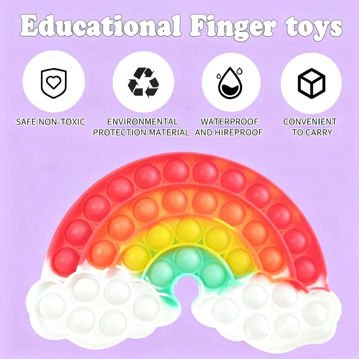 4 Pcs Fidget Toys, Rainbow Push Bubble Fidget Toys Ice Cream Toy Pineapple Squeeze Toys Set for ADHD Autism Stress Relief Toy Gift