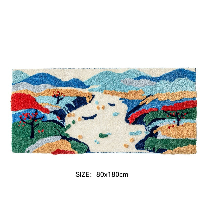 Green Moss Carpet 80x180cm - Natural Thickened Fleece Bedroom Rug | Art Floor Mat