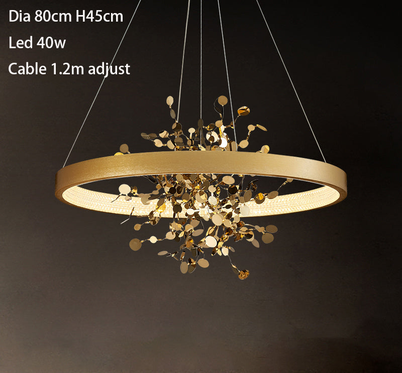 All Copper Pendant Lamp - Modern Luxury Creative Circle Design | Simple Living Room Light 4kg