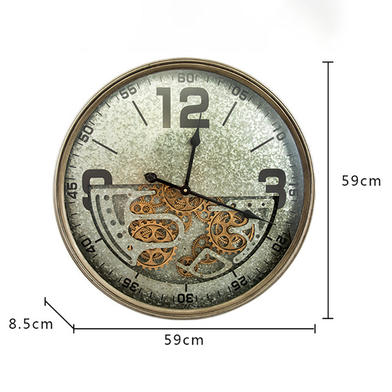 Metal Gear Wall Clock 59cm - Creative American Style Round Clock | Industrial Decor