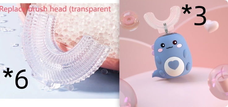 Children'S Electric Toothbrush Food Grade Silicone Oral 360 Degree Automatic Usb Charging Smart Children'S Toothbrush U-Shaped