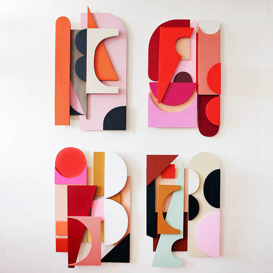 Modern Minimalist 3D Wall Art for Living Room - Abstract Composition Sofa Background Decor