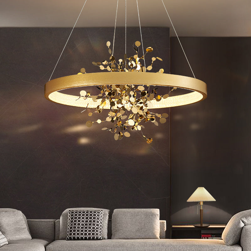 All Copper Pendant Lamp - Modern Luxury Creative Circle Design | Simple Living Room Light 4kg