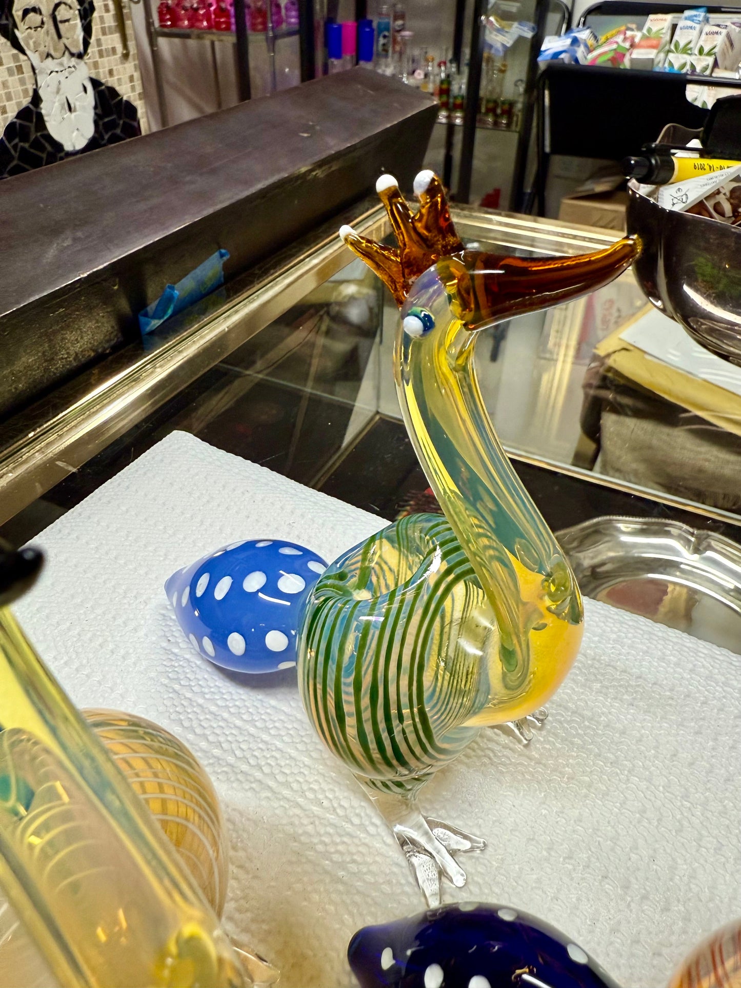 Ripkitty 5 Inch Peacock Glass Hand Pipe - Unique Dry Herb Smoking Pipe