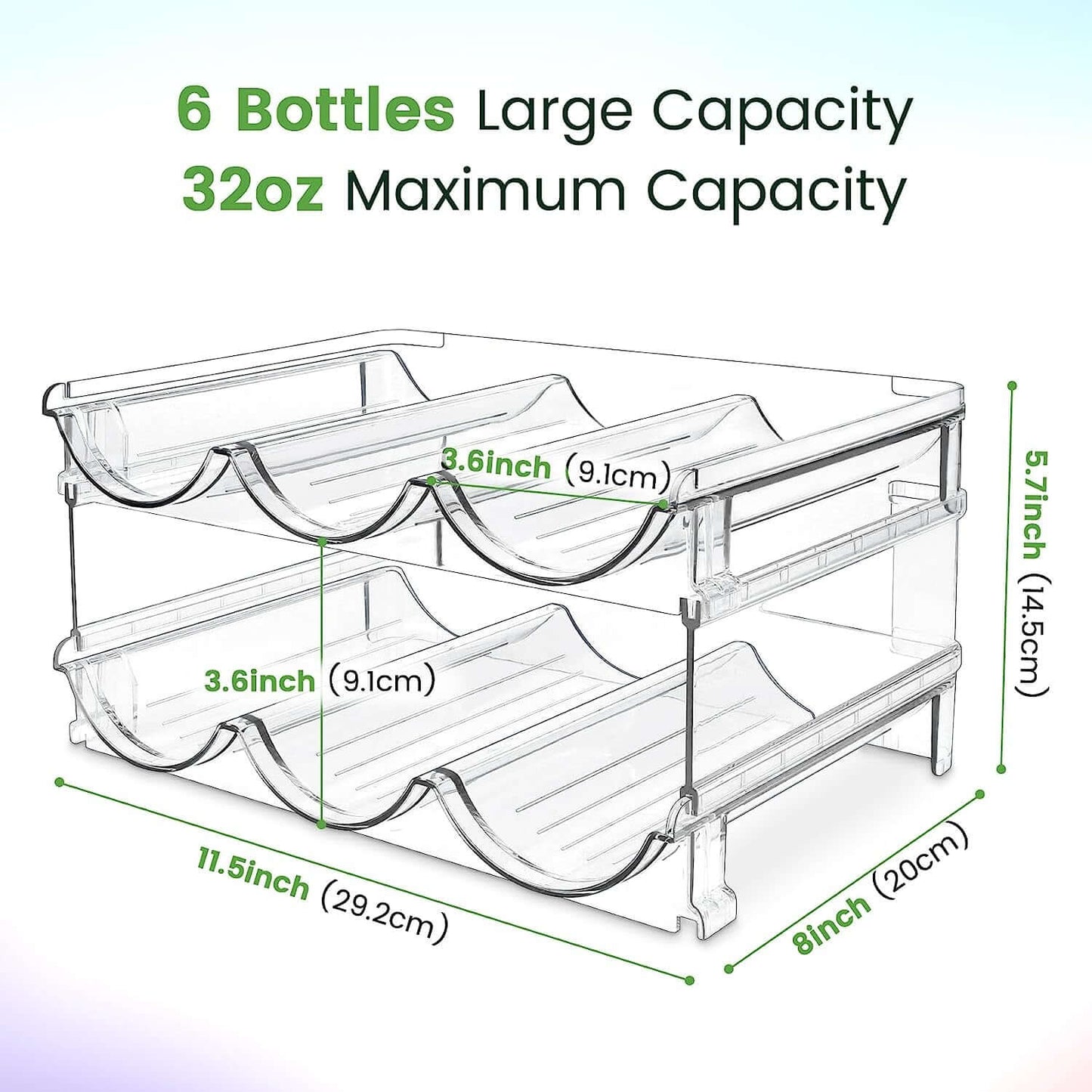 Water Bottle Organizer for Cabinet, Water Bottle Storage Organizer, 2 Packs Water Bottle Storage Rack, Water Bottle Holder for Cabinet, Stackable Water Bottle Storage Rack