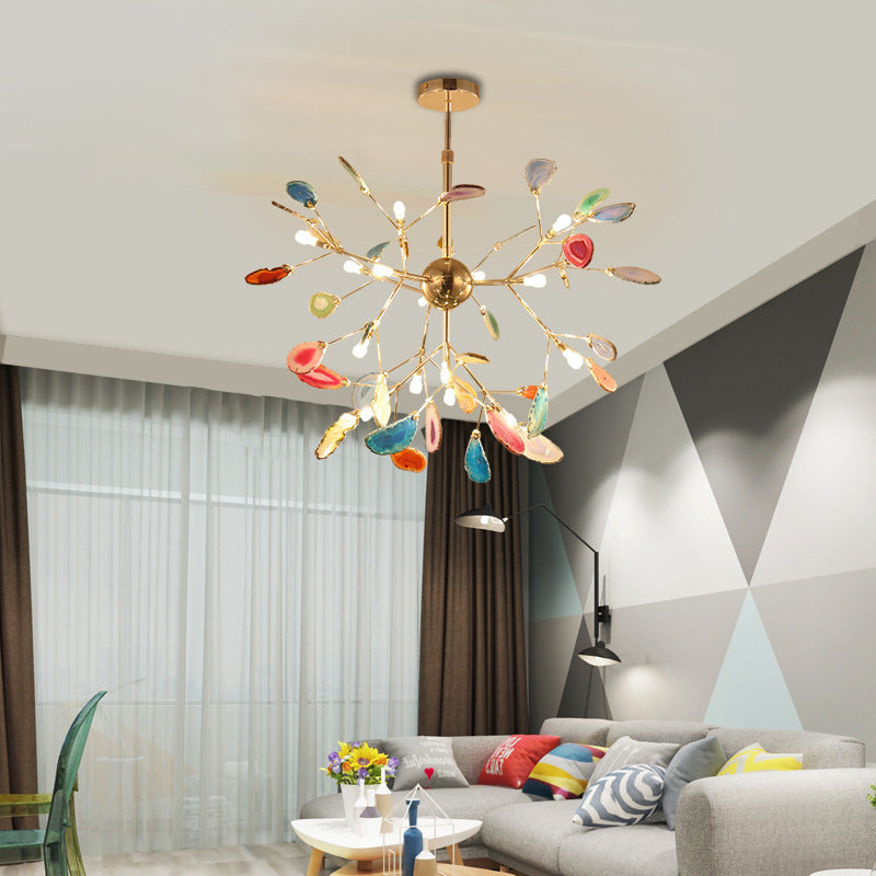 Nordic Onyx Stone Chandelier - Luxury LED Pendant Light for Living Room & Dining Room