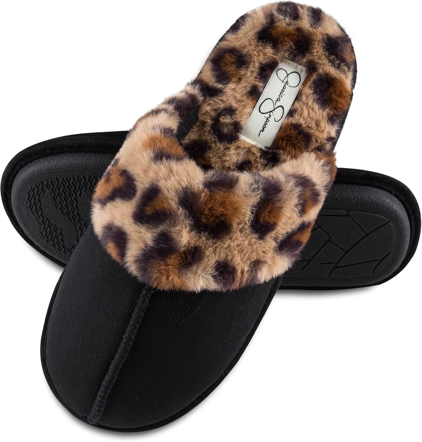 Women'S Comfy Faux Fur House Slipper Scuff Memory Foam Slip on Anti-Skid Sole