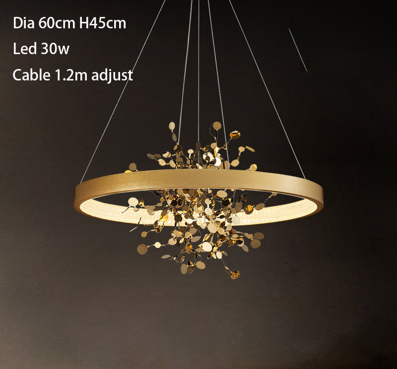 All Copper Pendant Lamp - Modern Luxury Creative Circle Design | Simple Living Room Light 4kg